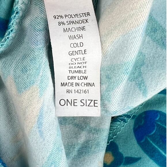 LulaRoe Funky Floral leggings Blue Yellow One Size Fits Most - Picture 5 of 9